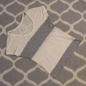 Old Navy Grey& Cream Short Sleeve Top